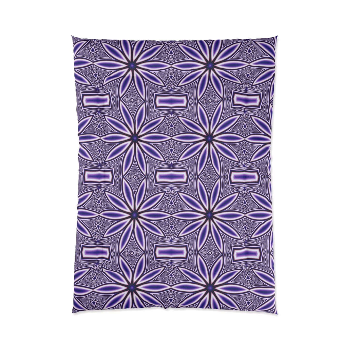Purple Floral Geometric Comforter – Boho Starburst Pattern Bedding