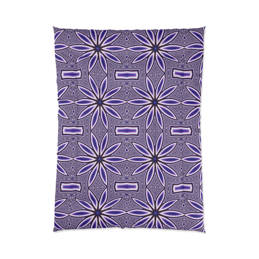 Purple Floral Geometric Comforter – Boho Starburst Pattern Bedding