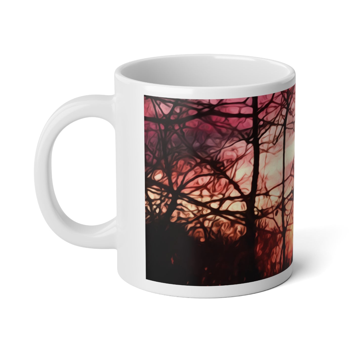 October Sunset Jumbo Mug, Bold Coffee Cup for Nature Lovers, Oversized Mug for Warm Beverages, Gift for Outdoor Enthusiasts, Cozy Vibe