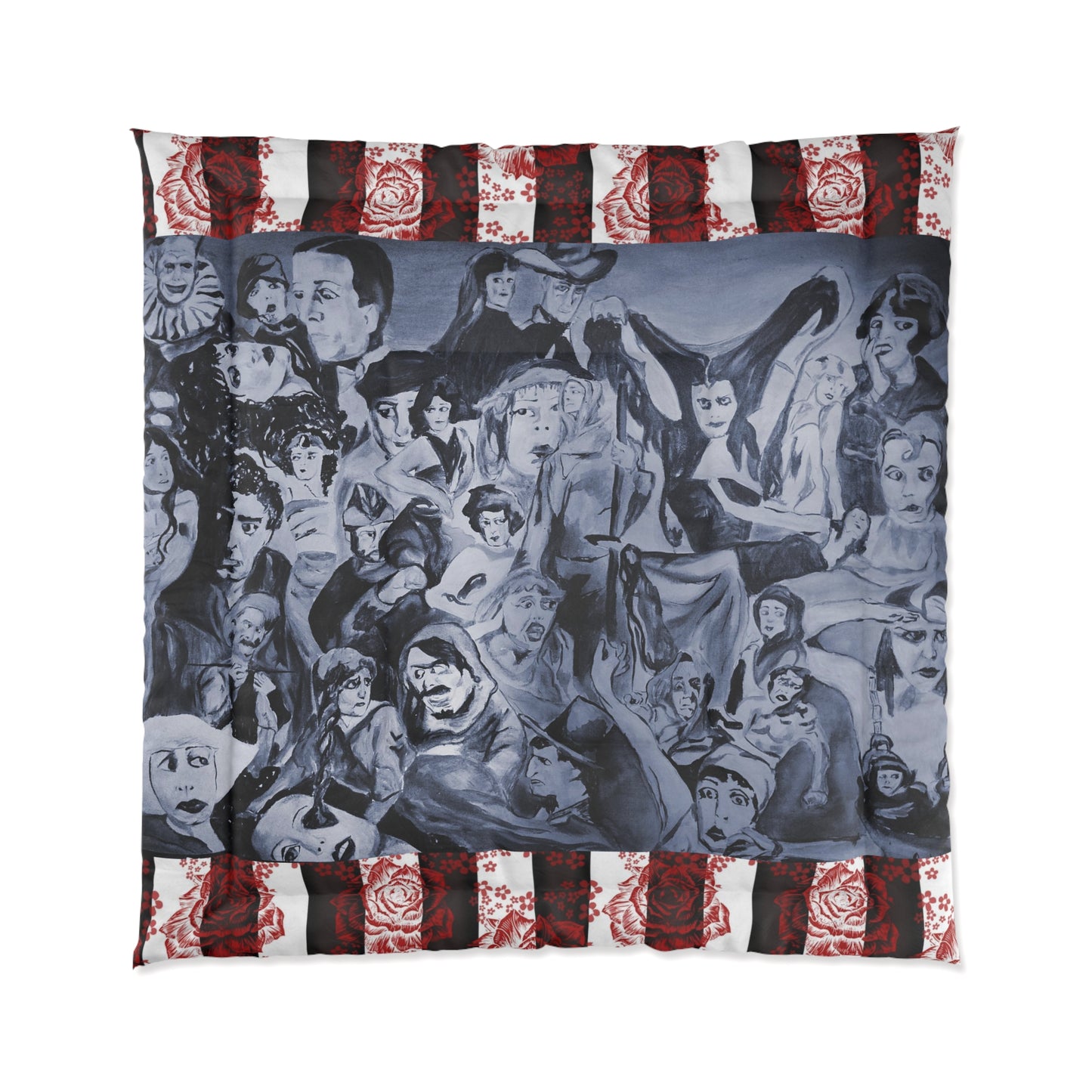 Silents With Striped Roses Comforter