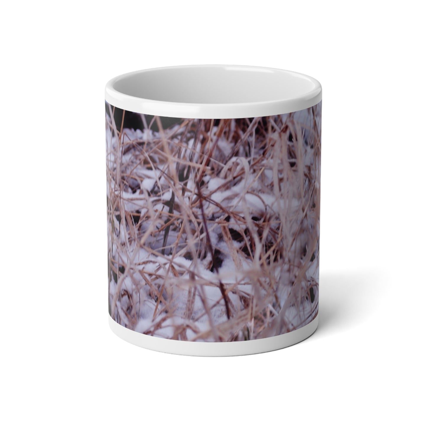 Snowy Wheat Photo Jumbo Mug – 20oz Winter Landscape Coffee Cup