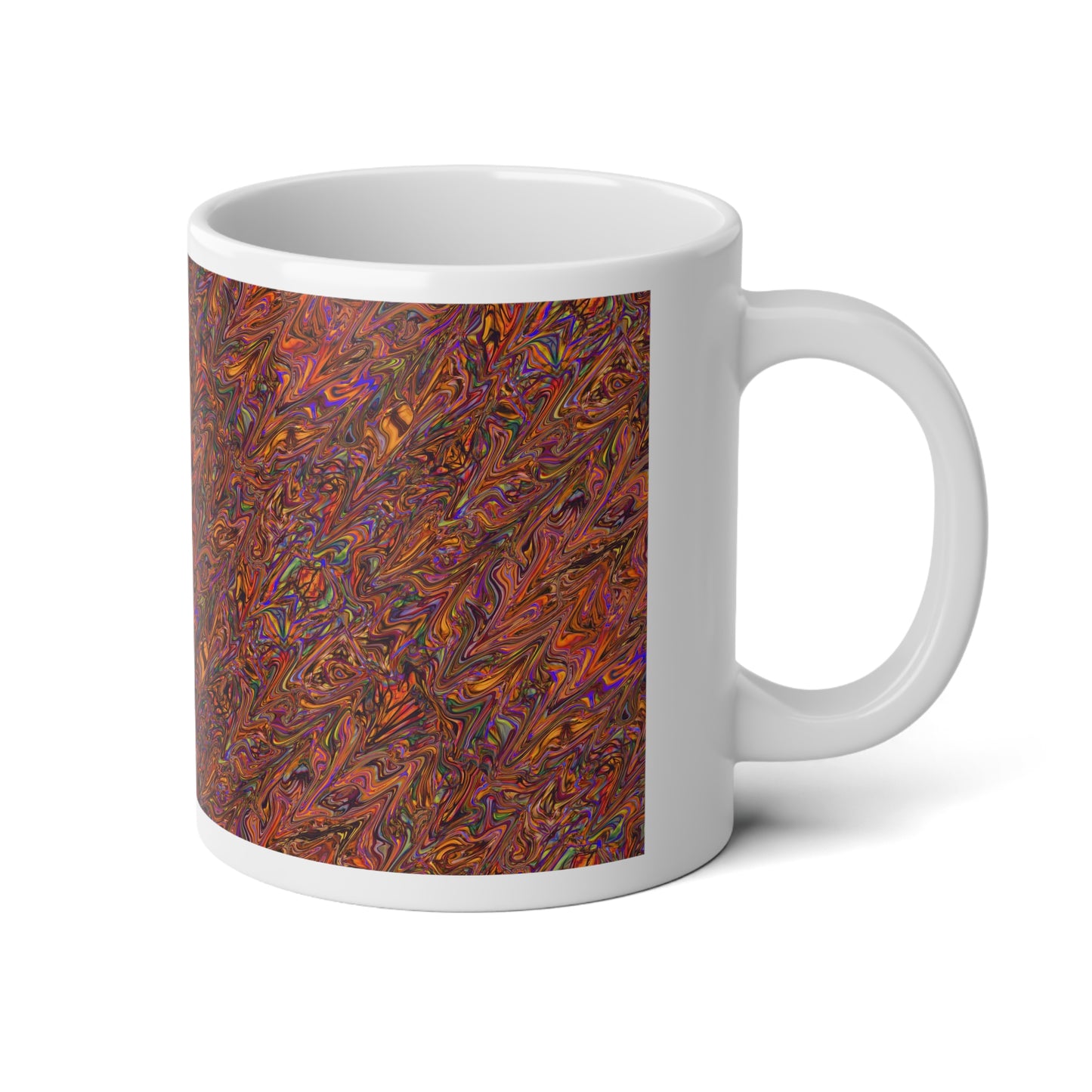 Orange Liquid Marbling Jumbo Mug, Cozy Coffee Cup, Vibrant Drinkware, Ideal for Tea Lovers, Unique Gift for Birthdays, Artistic Mug for Home Decor