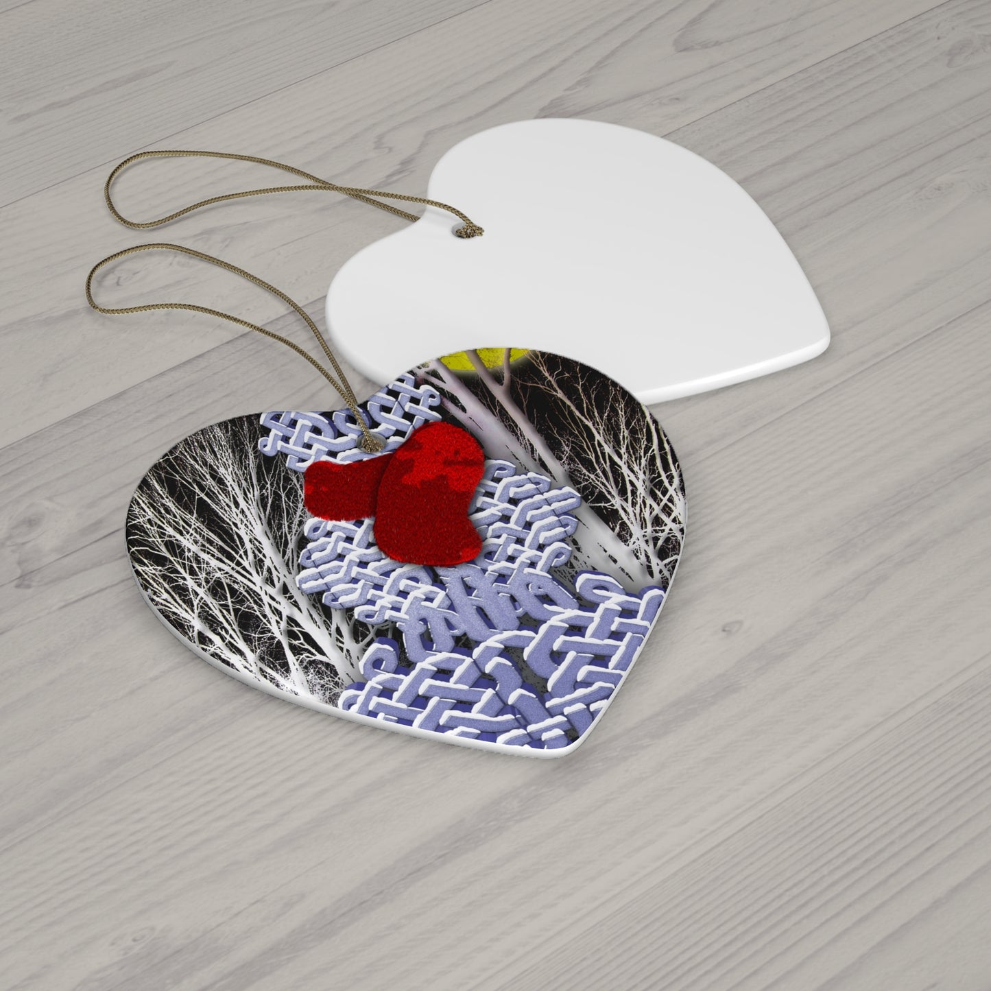 Star Ceramic Ornament Celtic Knot Snowman — Holiday Christmas Tree Decoration