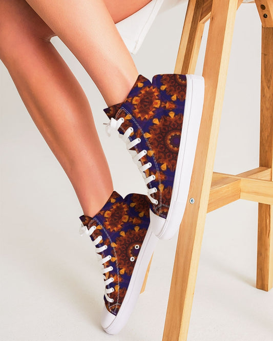 Blue Orange Red Kaleidoscope Women's Hightop Canvas Shoe