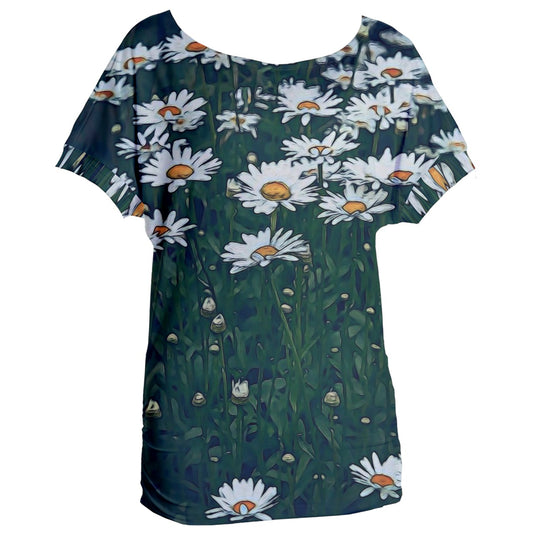 White Daisy Field Women's Oversized Tee