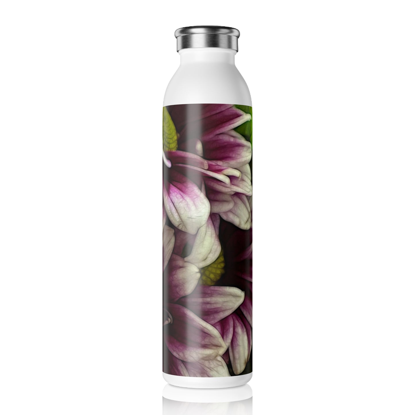 October Flowers 2 Slim Water Bottle - Elegant Hydration for Nature Lovers