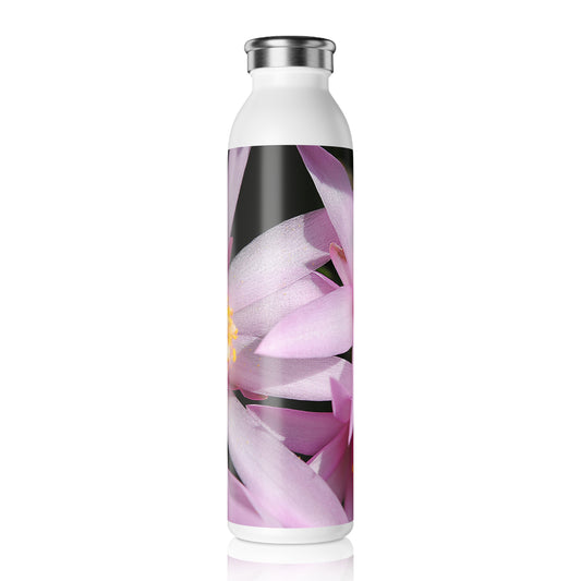 Pink Sunrise Cactus Slim Water Bottle — Elegant Pink Flower Insulated Bottle