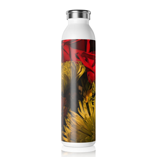 June Flowers 3 Slim Water Bottle - Stylish Reusable Hydration Bottle for Yoga, Fitness, Travel, Eco-Friendly Gift, Floral Design