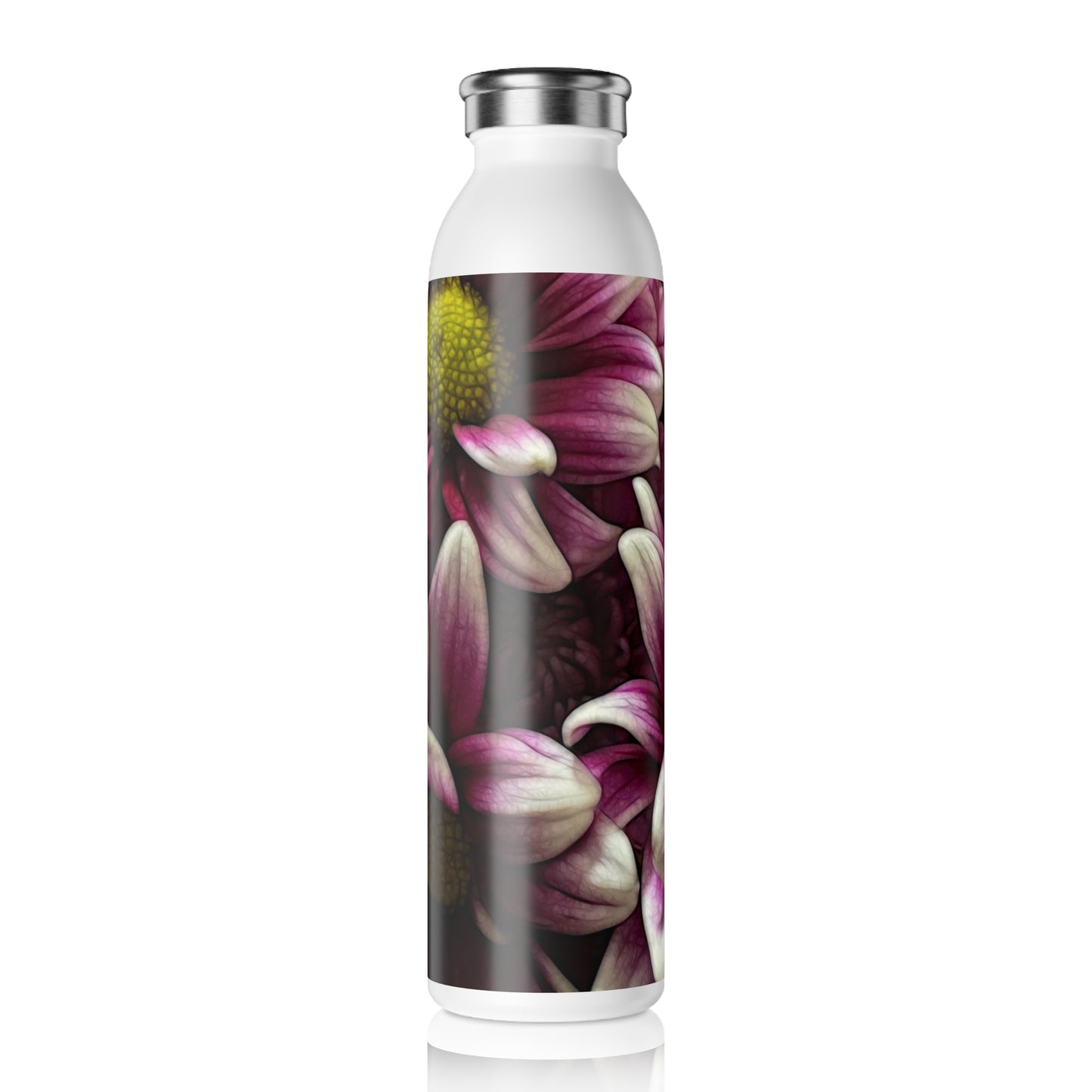 October Flowers 7 Slim Water Bottle - Elegant Floral Design for Hydration on the Go