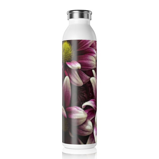 October Flowers 7 Slim Water Bottle - Elegant Floral Design for Hydration on the Go