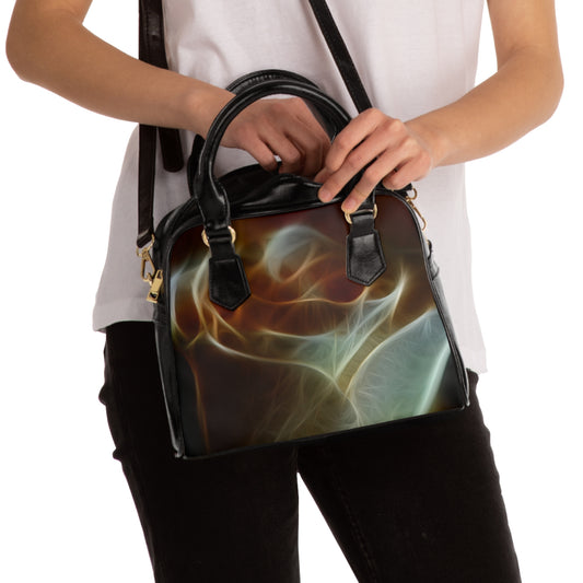 Cream and Amber Rose Shoulder Handbag