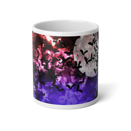Mystical Bokeh Light Bat Print Jumbo Mug | 20oz | Halloween Decor, Gift for Bat Lovers, Coffee Lover's Gift, Witchy Mug, Gothic Kitchenware