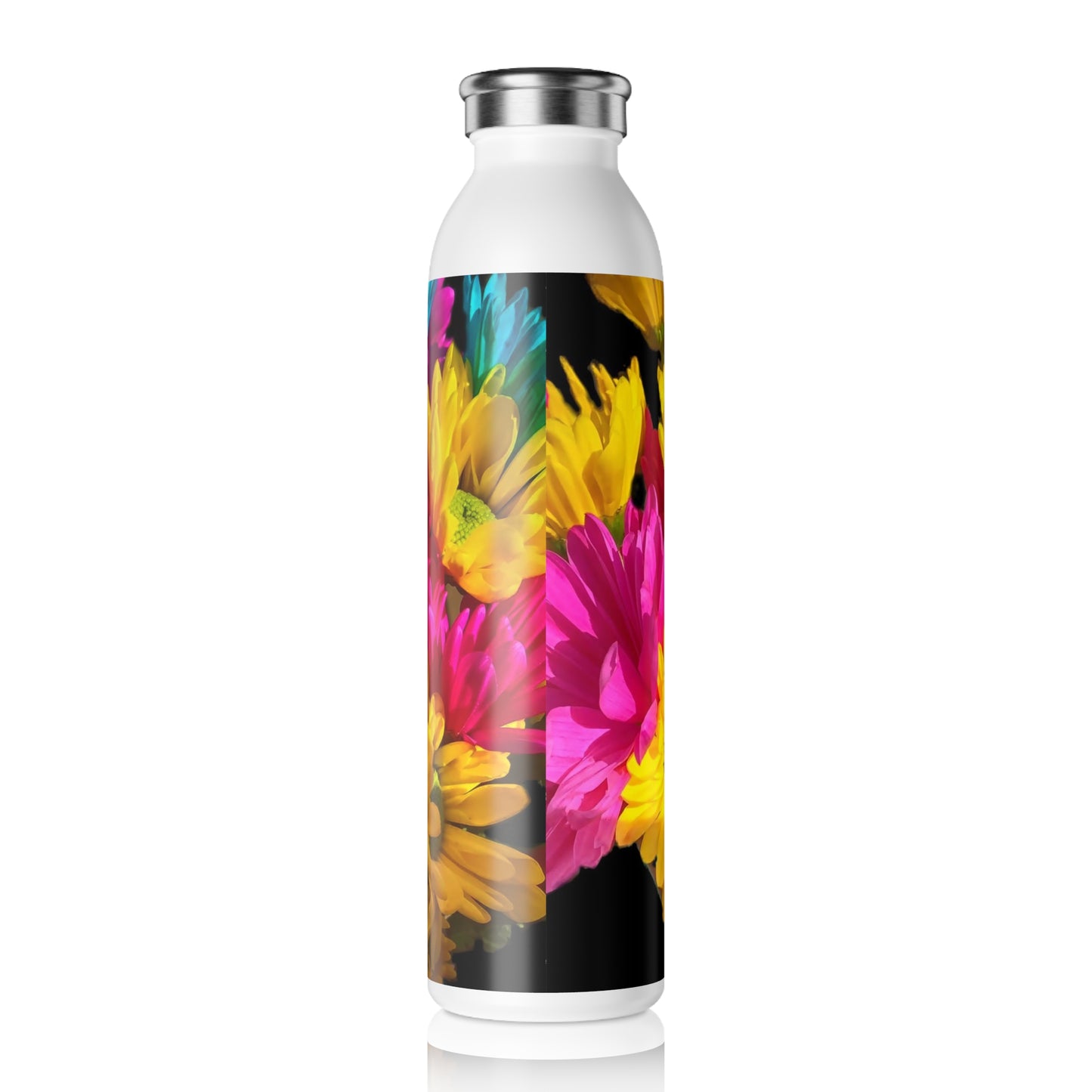 Bright Daisy Bouquet Floral Slim Water Bottle, Eco-Friendly Hydration, Perfect for Gifts, Yoga, Sports, Mother's Day, Summer Adventures