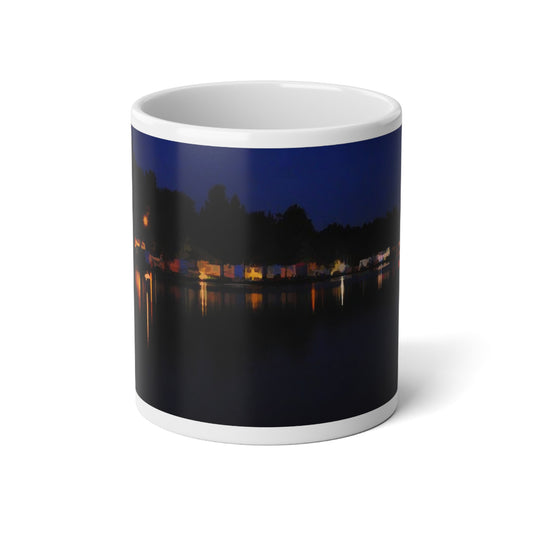 Campers Along a Lake Serene Night Landscape Jumbo Mug - Perfect for Coffee Lovers, Gift for Home, Relaxation, Cozy Evenings, Unique Decor