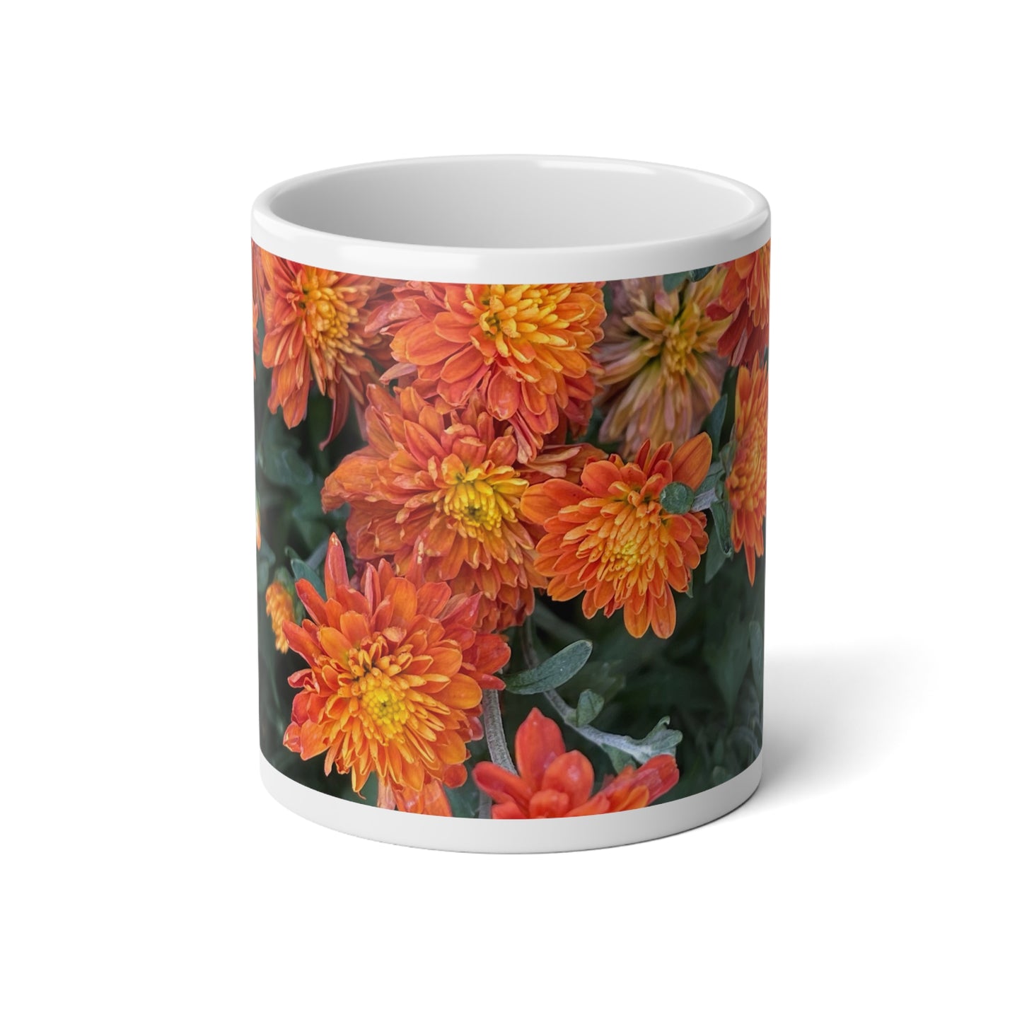 Orange Mums Walk Jumbo Mug, Perfect for Coffee Lovers, Gift for Gardeners, Nature Enthusiasts, Mother's Day, Housewarming, Tea Lovers