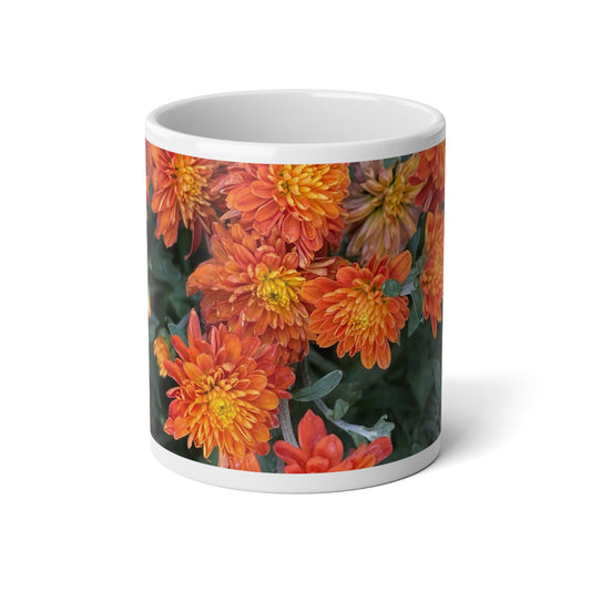 Orange Mums Walk Jumbo Mug, Perfect for Coffee Lovers, Gift for Gardeners, Nature Enthusiasts, Mother's Day, Housewarming, Tea Lovers