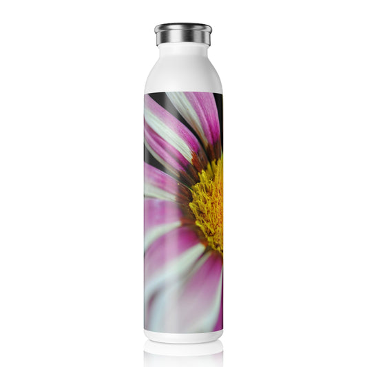 Pink and White Petals with Pollen Center Slim Water Bottle, Hydration Gift for Nature Lovers, Beautiful Flower Design, Eco-Friendly Travel Bottle, Perfect for Yoga & Outdoors