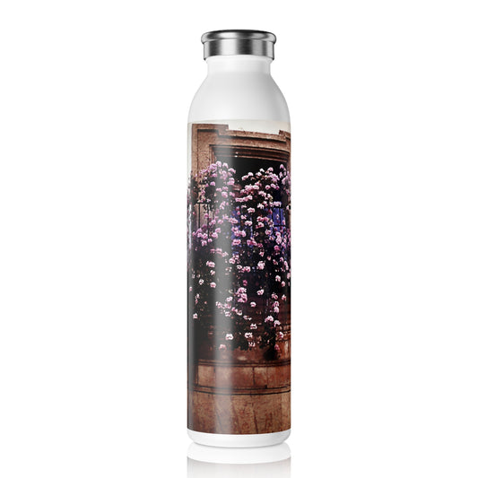 Slim Water Bottle • Vintage Purple Flower Window Floral Stainless Steel Bottle