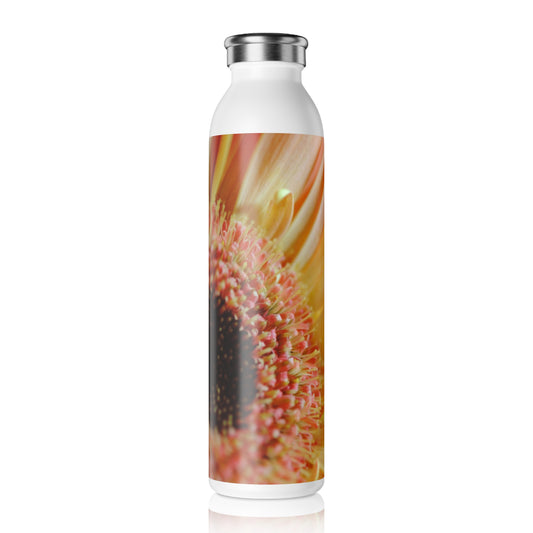 Peach Gerbera Daisy Slim Water Bottle | Eco-Friendly Hydration, Gift for Her, Summer Vibes, Hydration Reminders, Nature Lover's Gift