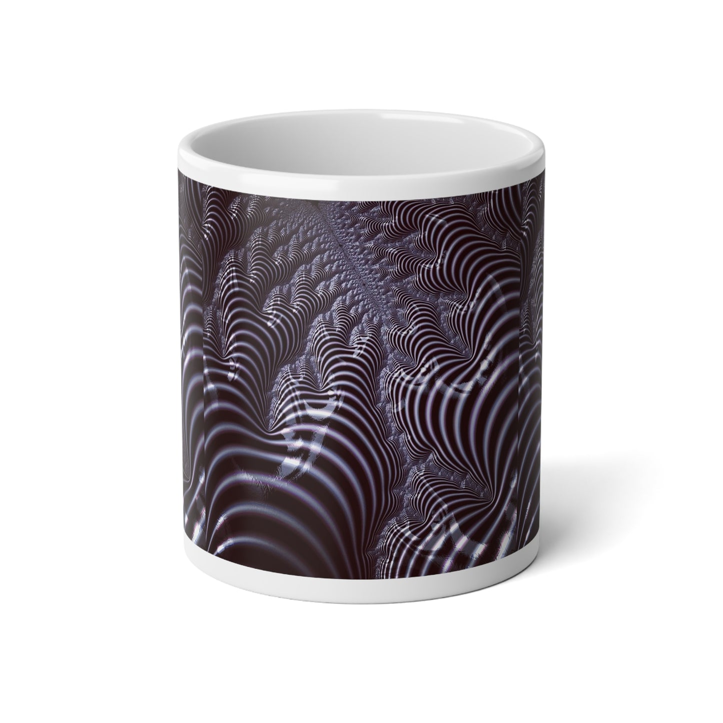 Black and White Spiral Fractal Jumbo Mug, 20oz - Unique Drinkware for Coffee Lovers, Home Decor, Artistic Gift, Coffee Cup, Striped Design