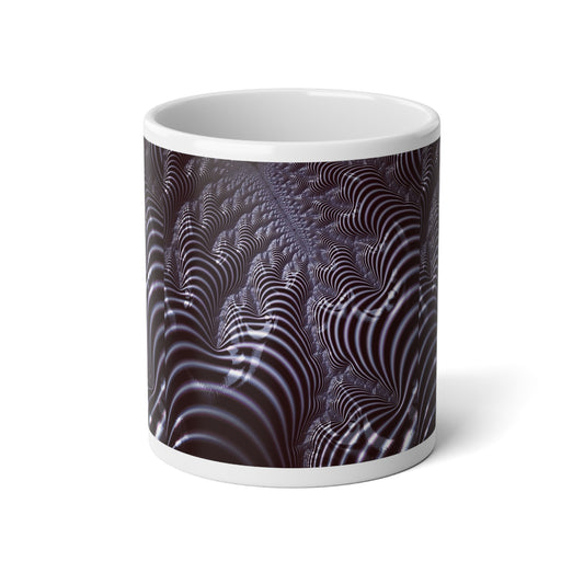 Black and White Spiral Fractal Jumbo Mug, 20oz - Unique Drinkware for Coffee Lovers, Home Decor, Artistic Gift, Coffee Cup, Striped Design