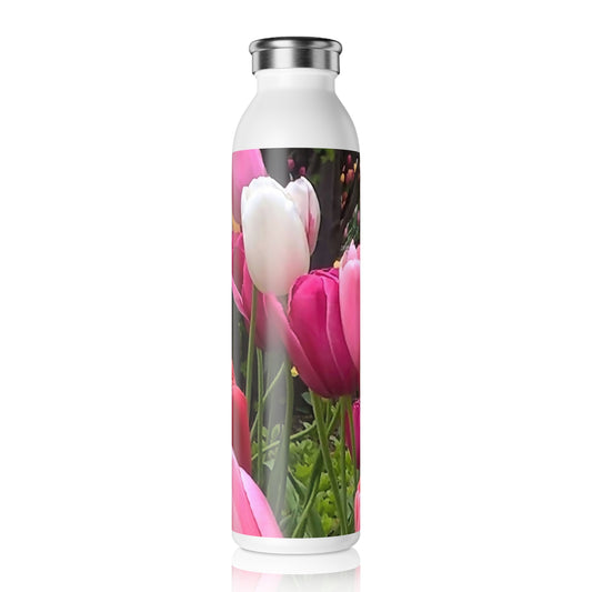 Home Chicago Tulips Slim Water Bottle, Floral Water Bottle for Garden Lovers, Eco-Friendly Drinkware, Spring Gift, Hydration Bottle