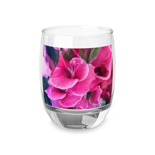 Dark Pink Gladiolas Whiskey Glass