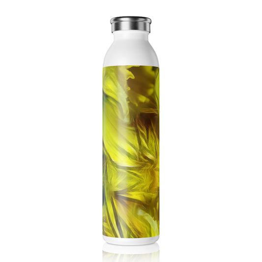 Abstract Yeallow Daffodil Slim Water Bottle with Vibrant Floral Design, Eco-Friendly Hydration, Stylish Drinkware, Gifts for Nature Lovers, Travel Companion