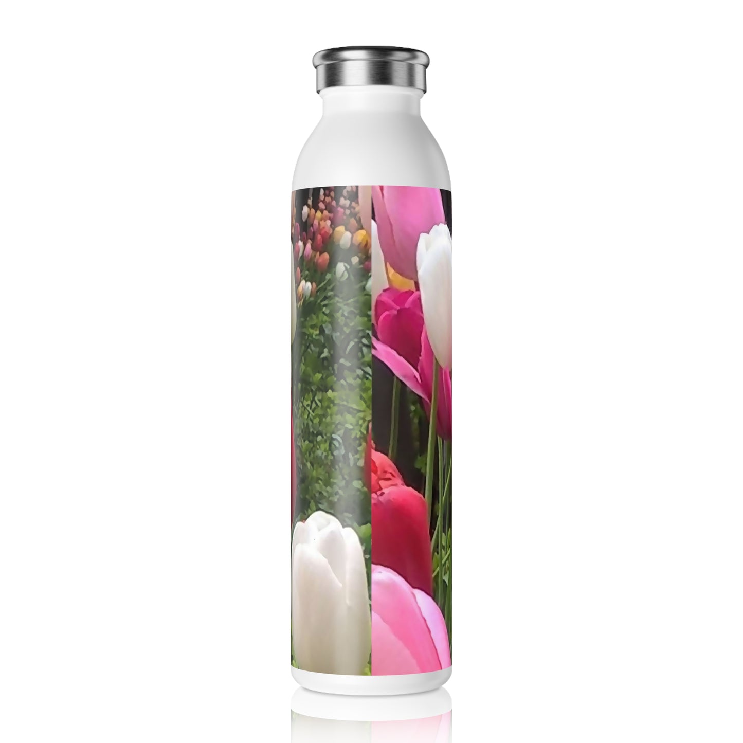 Home Chicago Tulips Slim Water Bottle, Floral Water Bottle for Garden Lovers, Eco-Friendly Drinkware, Spring Gift, Hydration Bottle