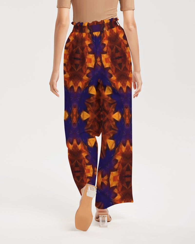 Blue Orange Red Kaleidoscope Women's All-Over Print High-Rise Wide Leg Pants