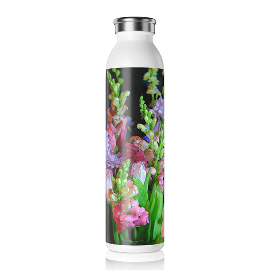 Pink Flower Bouquet Slim Water Bottle – Pink & Lavender Garden Design