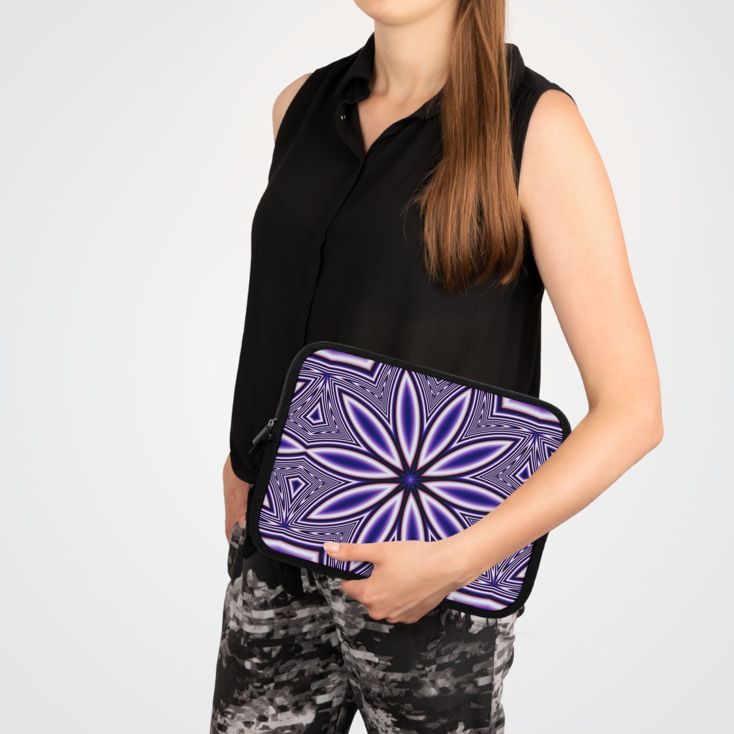 Blue Fractal Kaleidoscope Laptop Sleeve