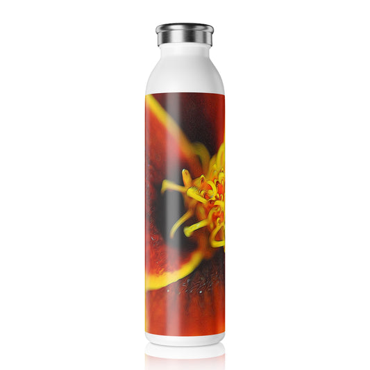 Marigold Center Slim Water Bottle - Floral Design, Eco-Friendly Hydration, Perfect for Yoga, Travel, Ergonomic Sipper, Sustainable Gift
