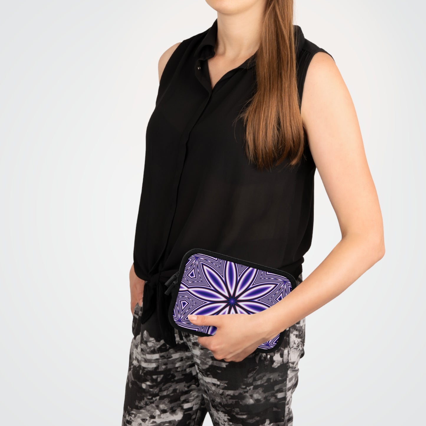 Blue Fractal Kaleidoscope Laptop Sleeve
