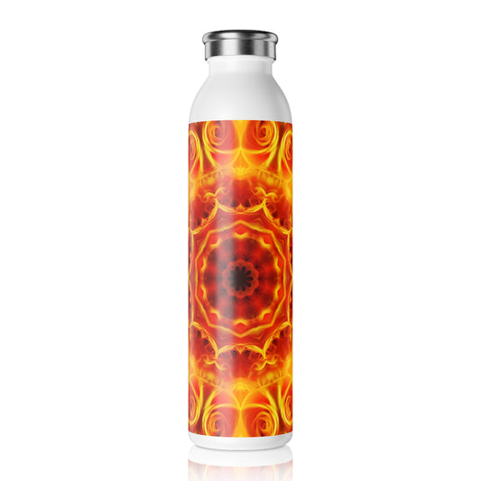 Orange Flower Kaleidoscope Slim Water Bottle - Eco-Friendly, Stylish Portable Hydration, Gym, Yoga, Travel, Gift Idea