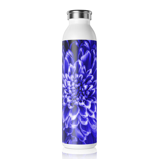 Blue Chrysanthemum Slim Water Bottle - Perfect for Fitness, Hydration, Yoga, Gifts, Eco-Friendly