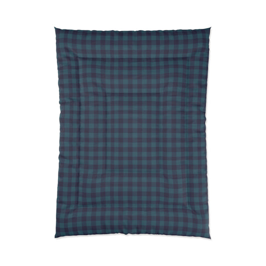 Navy Teal Buffalo Plaid Comforter – Cozy Rustic Bedding for Cabin & Bedroom