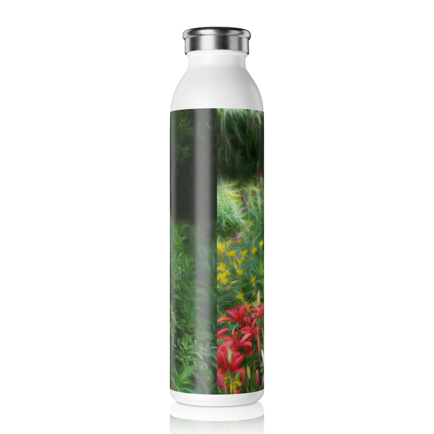 Lily Garden Slim Water Bottle, Eco-Friendly Hydration, Travel Companion, Gym Accessory, Gift Idea, Outdoor Adventures