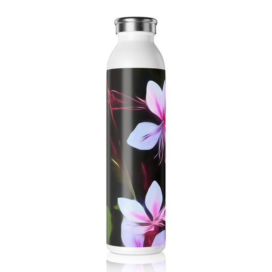 Floral Glow Slim Water Bottle — Pink Neon Botanical Stainless Bottle