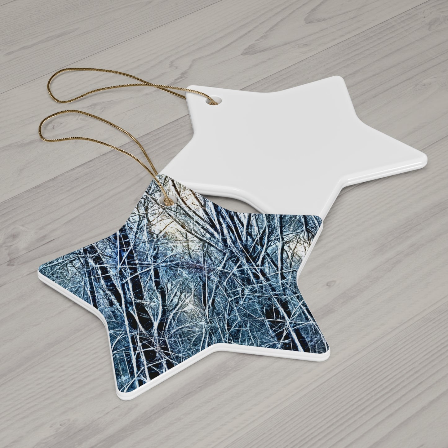 Winter Wonderland Ceramic Ornaments - Star Shaped Holiday Decor
