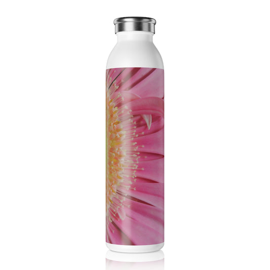 Slim Water Bottle — Pink Gerbera Daisy Floral Stainless Steel Bottle