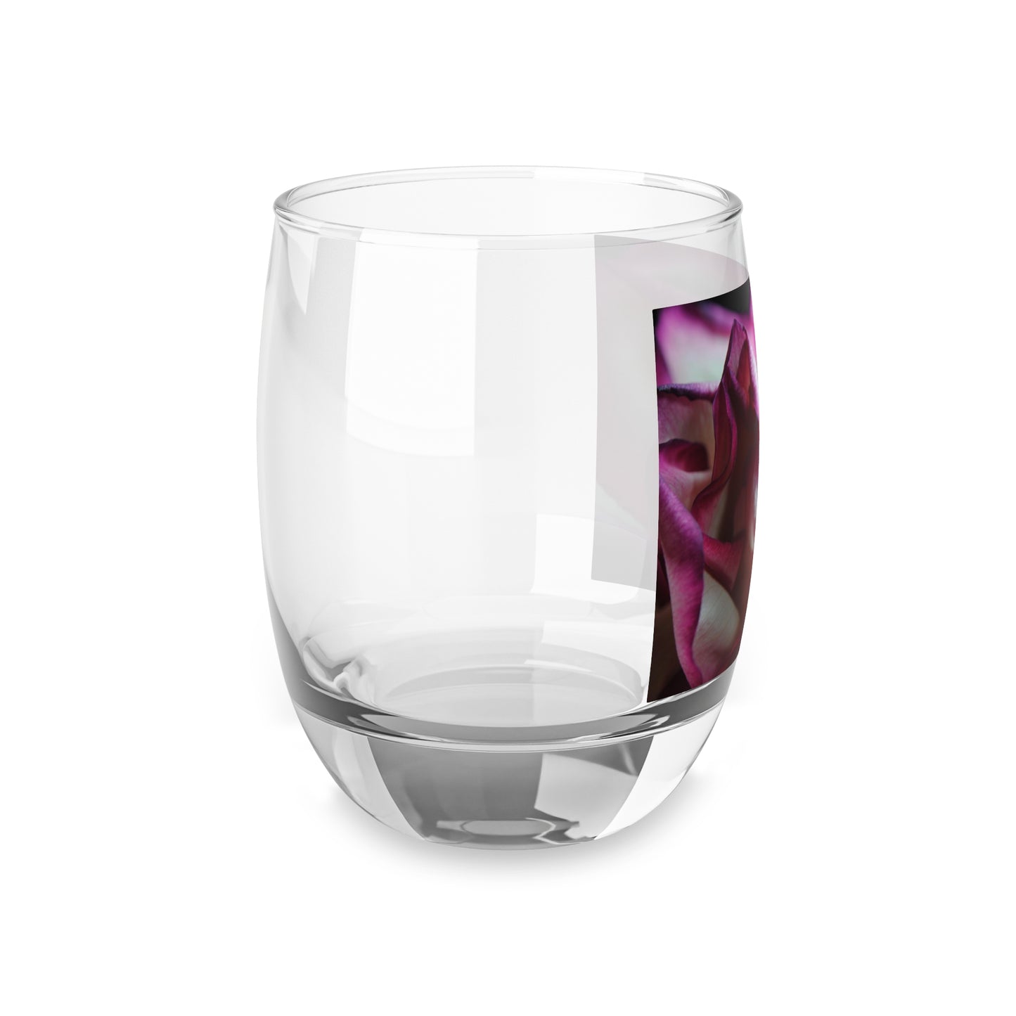 Pink Lined White Rose Whiskey Glass
