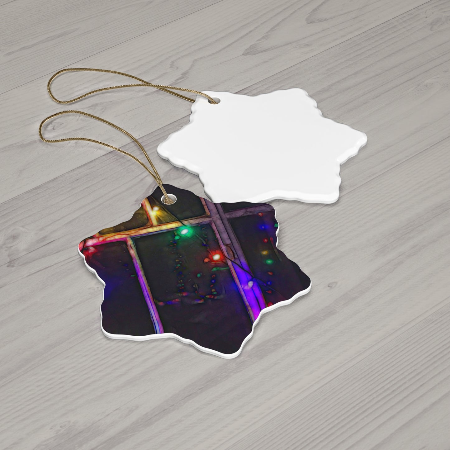 Star Ceramic Ornament with Christmas Lights Refract — 4 Shape Options