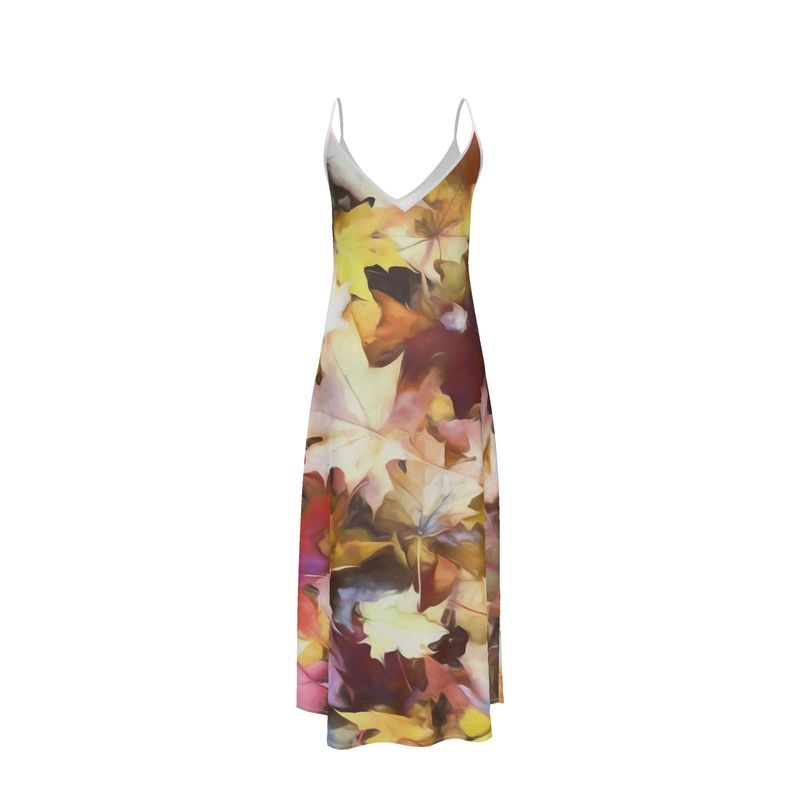 Fall Leaves Bright Slip Dress