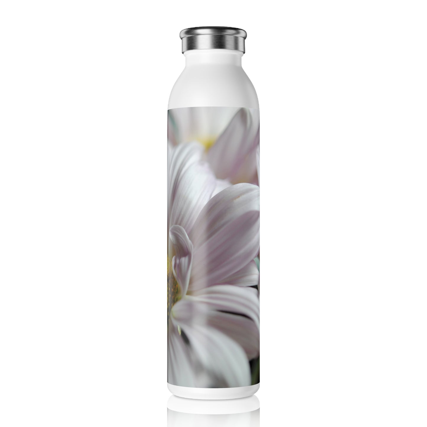 Light Lavender Daisies Slim Water Bottle, Eco-Friendly Drink Bottle, Travel Water Flask, Gift for Nature Lovers, Yoga Accessory