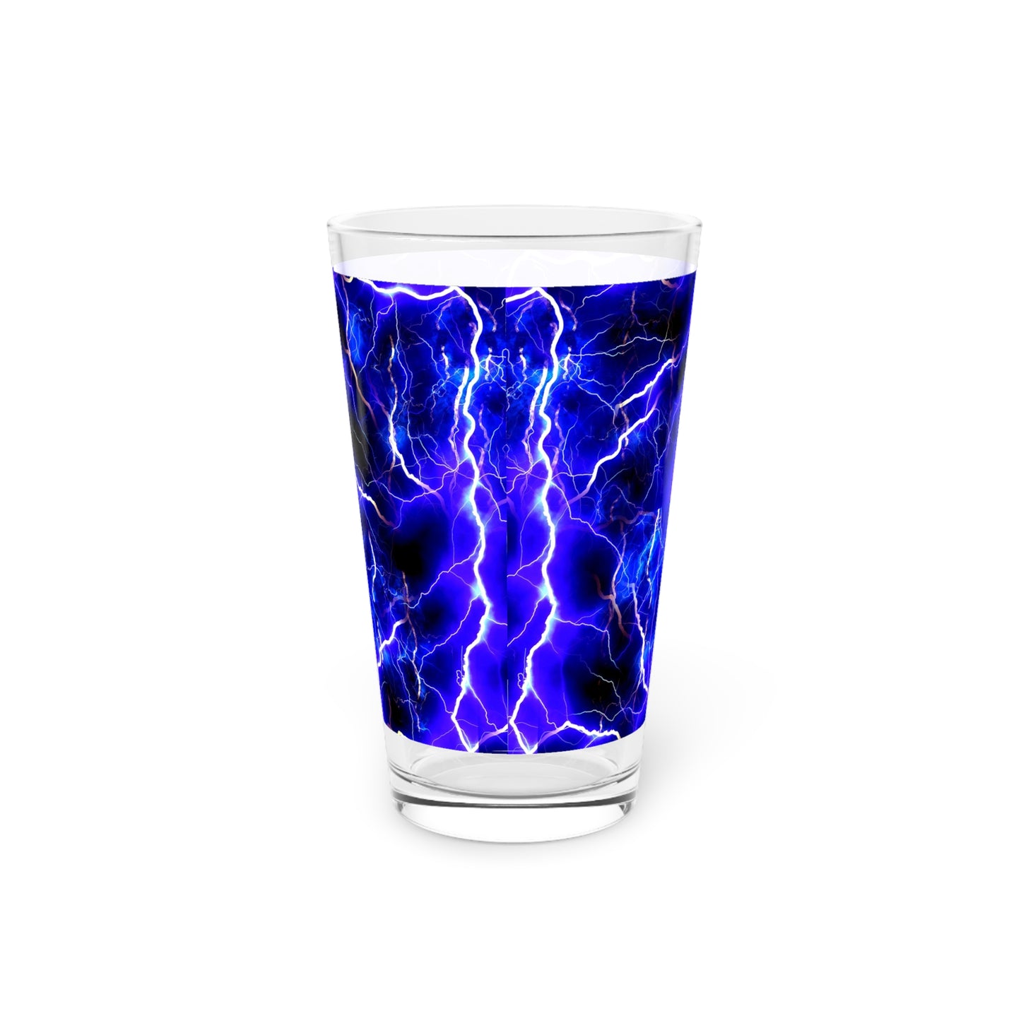 Blue Lightning Pattern Pint Glass, 16oz