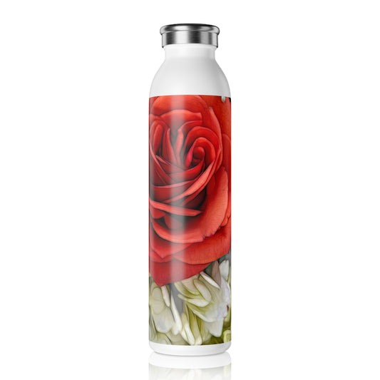 November Flowers 3 Slim Water Bottle - Elegant Rose Design, Perfect for Everyday Hydration, Gifts for Her, Eco-Friendly, Fitness Lover, Mother's Day