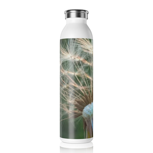 Dandelion Wish Slim Water Bottle, Eco-Friendly Hydration, Outdoor Adventure Flask, Gift for Nature Lovers, Sustainable Travel Bottle