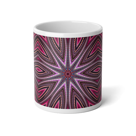 20oz Candy Cane Kaleidoscope Mug — Pink Starburst Pattern Jumbo Coffee Cup