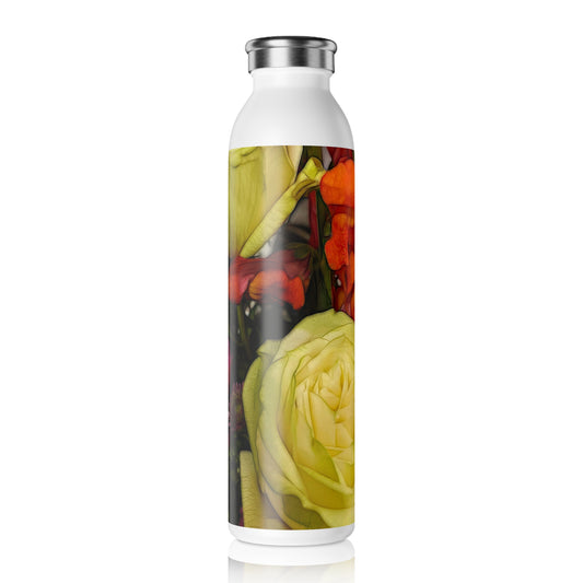 November Flowers 9 Slim Water Bottle | Eco-friendly Hydration, Garden-Inspired Design, Perfect for Gifts, Summer Picnics, Yoga Sessions